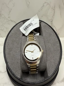 Caravelle Damen Quarz Modern Silber Gold Diamant Akzent Uhr 30mm 45P108 - Bild 1 von 14