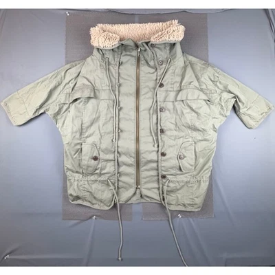 Victoria’s Secret Moda Intl Mujer S Sage Y2K Sherpa Forrado Manga Corta Anorak Foto 1 de 4