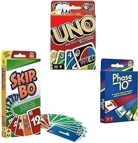Mattel Card Game Set (Skip Bo, Uno & Phase 10) - Image 1 of 1