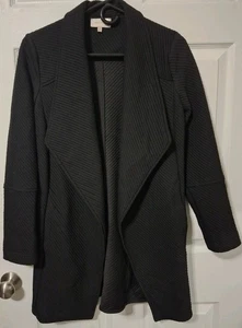 Skies Are Blue Cecilia Quilted Jacket Womens XS Black Knit Open Front - Picture 1 of 6