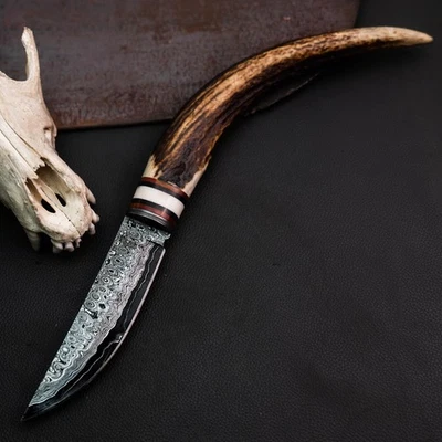 Gift-Ready 12.9" Damascus / Steel Knife Full Tang Hunt it Hunt + Leather Sheath - Image 1 of 4