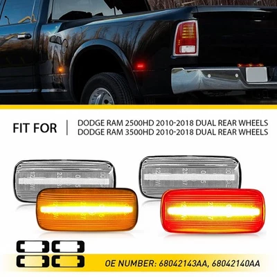 4PCS Amber Red LED Side Marker Corner Light for Dodge RAM 2500/3500HD 2010-2018 - Изображение 1 из 4