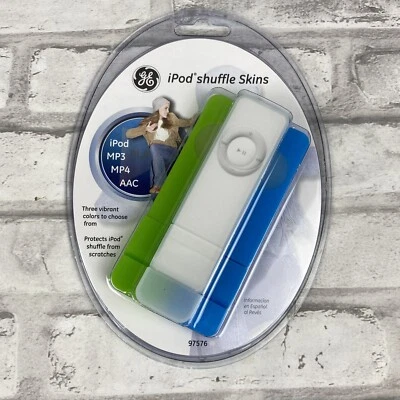 GE iPod Shuffle Skins MP3 MP4 AAC Green White Blue 3 pk New In Package 97576 - Image 1 of 2