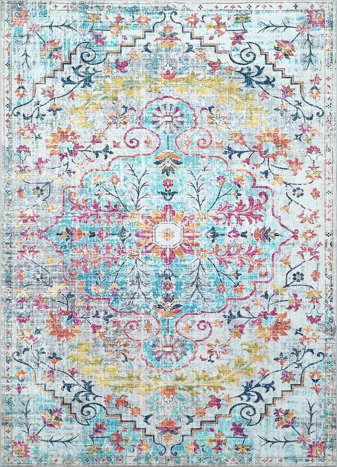 Alfombra Mandala - Lavable a Máquina, Diseño Colorido Resistente a Manchas Foto 1 de 4