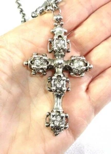 KÜHN! Sergio Gutierrez Flüssigmetall Wohnmobil 350 $! SWAROVSKI KRISTALLE Kreuz Halskette! - Bild 1 von 6