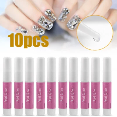 10 piezas hágalo usted mismo pegamento de uñas fuerte profesional para arte en uñas acrílico puntas decoración 2 g Foto 1 de 4