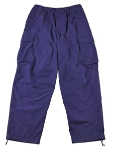 Uniqlo Mens Blue Cotton Cargo Pockets Pleated Elastic Waist Casual Pants L 33-36 - Picture 1 of 12
