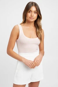 Kookai Jaylee Ribbed Top in Multi (Papaya,Orchid,White), Size: 2, BNWT - Picture 1 of 3