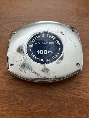 KLEIN TOOLS Tape Measure 940-100 ft Made in Chicago USA Chrome - Image 1 of 2