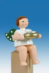 Engelfigur Kantenhockerengel sitzend mit Teelicht ohne Krone Höhe 22 cm NEU - Bild 1 von 1