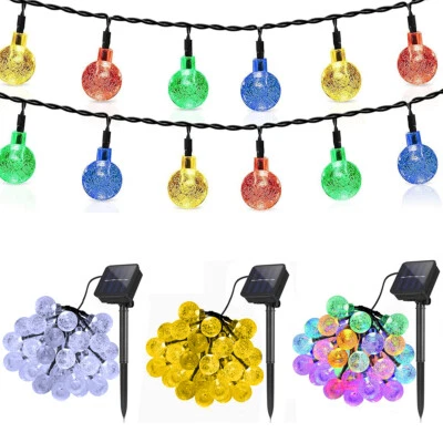 23ft 50 LED Solar String Lights Crystal Ball Outdoor Waterproof Garden Decor - Image 1 of 4