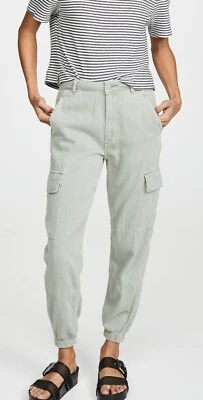 Pantalones Jogger Joe's Jeans Verde Salvia Algodón Elástico Sarga Carga Bolsillo 32 12US Foto 1 de 4