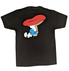 The Smurfs Lazy Sleepy Smurf Mushroom Cartoon Graphic T-Shirt Size Medium - Picture 1 of 5