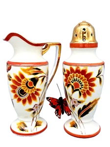 Noritake Sugar Shaker & Creamer Porcelain Set Antique Morimura - Picture 1 of 10