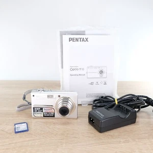 Pentax Optio T10 6MP CCD Sensor Digital Camera Compact Digicam Silver Tested - Picture 1 of 10