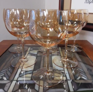 MCM Dorothy Thorpe Topaz Lustre Wine Glasses Set of 6 - Picture 1 of 5