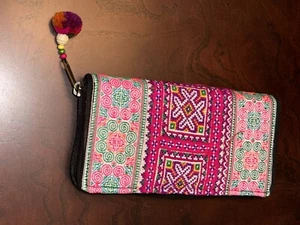 Bohemian Style Zipper Wallet from Thailand, Hippie Wallet,embroidered - Picture 1 of 7