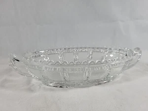 Vintage Imperial Depression Glass Oval Two Handled Pickle Dish Beaded Block - Picture 1 of 9