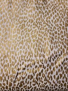 White & Gold Metallic Leopard Print Fabric By Emma & Mila $12.99 Per 1/2 Yd.