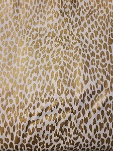 White & Gold Metallic Leopard Print Fabric By Emma & Mila $12.99 Per 1/2 Yd. - Picture 1 of 2