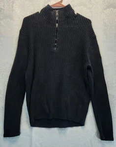 Express dunkelgrüner Pullover mit hohem Kragen und halbem Reißverschluss Größe L - Bild 1 von 5