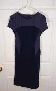Rachel Roy Sheath Dress Size 6 Navy Blue And Gray Blue Cocktail Short Sleeve - Picture 1 of 5