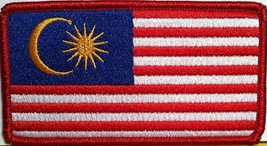 MALAYSIA Flag Patch With Hook Adhesive Fastener Red Border - Picture 1 of 2