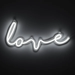 Amped & Co Love Néon LED à suspendre au mur, blanc, 45,7 x 22,9 cm, cordon trans - Imagen 1 de 7