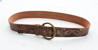 Cinturón de cuero con hebilla mediana X 1,5" para mujer hebilla de latón diseño dorado marrón Foto 1 de 4