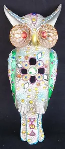 Very Ornate Owl wall hanging cut class mirror pieces painted (B001) - Picture 1 of 7
