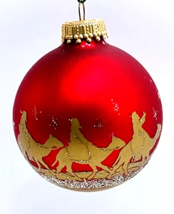 Krippenmotiv CBK Weihnachtsschmuck 3" rot gold Glitzer Bethlehem bitte LESEN - Bild 1 von 8
