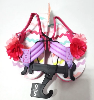 Wonder Nation ребенка ясельного возраста девочек Ева шлепанцы размер 5/6 цветы пляж розовый фиолетовый новый - Изображение 1 из 4