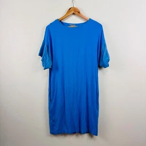 COS Oversized T-Shirt Dress Soft Feel Pale Powder Blue Pockets Relaxed Fit S - Picture 1 of 24
