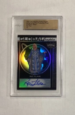 RIC FLAIR 2022 LEAF VIBRANCE PRISMATIC BLACK SIGNED AUTOGRAPH CARD AUTO 1/1 - Image 1 of 2