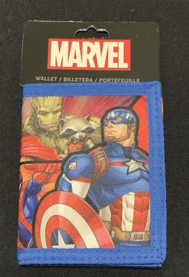NEW Marvel TEAM UP Captain America Hulk Spiderman Thor Black Panther Tri Wallet - Image 1 of 4