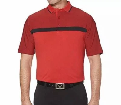 Callaway Opti-Dri Golf Shirt Mens XL Color Block Tango Red UPF 15 Stretch NWT - Image 1 of 4