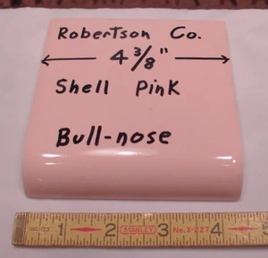1 pc. Bullnose Radius Ceramic Tile *Shell Pink* 4-5/16" by Robertson Co.  Glossy - Picture 1 of 10