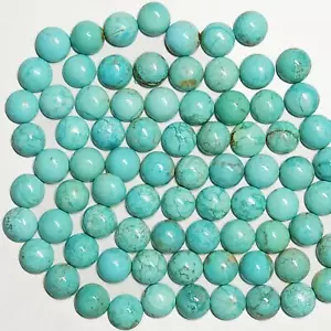 50006.0 - 6 mm Round Cut Natural Non-Treated Australian Turquoise Cabochons for - Picture 1 of 9