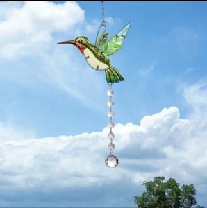 Hummingbird Suncatcher Wind Chime, Crystal Glass Prisms Yard, Home,Window Decor - Picture 1 of 3