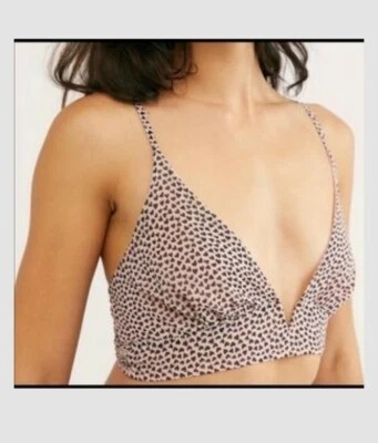 Free People Cassie Soft Bra Bralette Lingerie Nude Pink Combo Hearts NWT Sz M - Image 1 of 4
