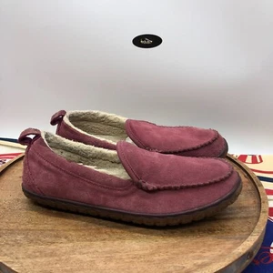 LL Bean Womens Pink Suede Shearling Lined Mountain Moccasin Slippers Size 11 M - Picture 1 of 8