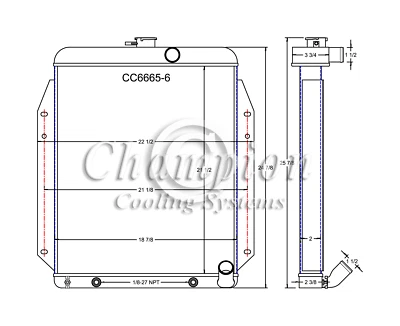 AR Champion 3 Row All Aluminum Radiator for 1964 - 1966 Dodge A100 L6 Engine - Изображение 1 из 4