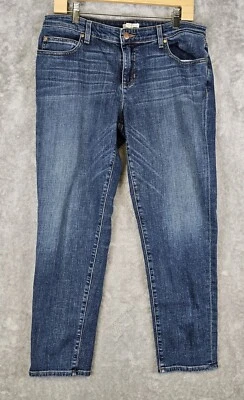 Eileen Fisher Sz 10 Organic Cotton Straight Stretch Jeans Cropped Blue Comfort - Image 1 of 4