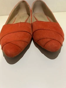 Franco Sarto Women's Loafer Size 7.5 Orange Suede Slip On Flat Shoe - New - Picture 1 of 9