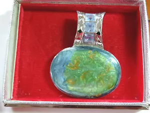 Grande Argento Tonalità Blu Verde Smalto Strass Slide Stile Pendente CD 33.13 - Foto 1 di 4