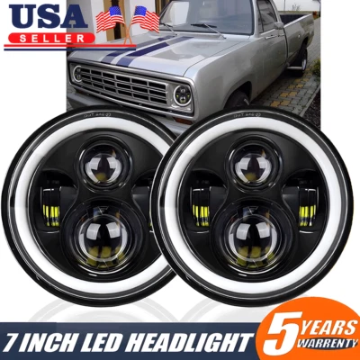 Faro LED redondo 105W 7" haz alto/bajo para camionetas Dodge D100 D200 D300 D400 D450 Foto 1 de 4