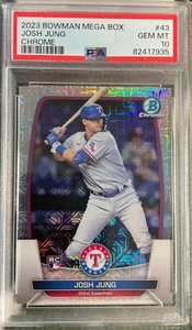 2023 BOWMAN MEGA BOX CHROME RC PSA 10 JOSH JUNG RANGERS #43 - Picture 1 of 2