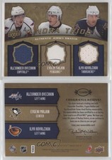 2008 Artifacts Tundra Trios Gold Jerseys /75 Alex Ovechkin Evgeni Malkin #T3-KOM