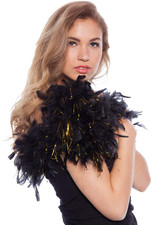Folat Feather Boa Black with Golden Tinsel 180cm