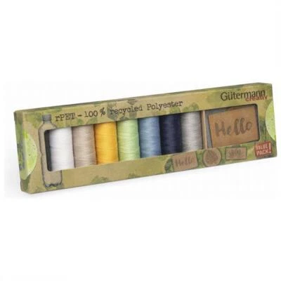 Gütermann rPet Allesnäher Nähfaden-Set + 3 Labels (8 Farben/ 100 m) - Bild 1 von 4